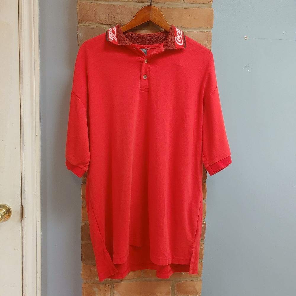 Vintage 90's Coca Cola red golf polo shirt men's size XL